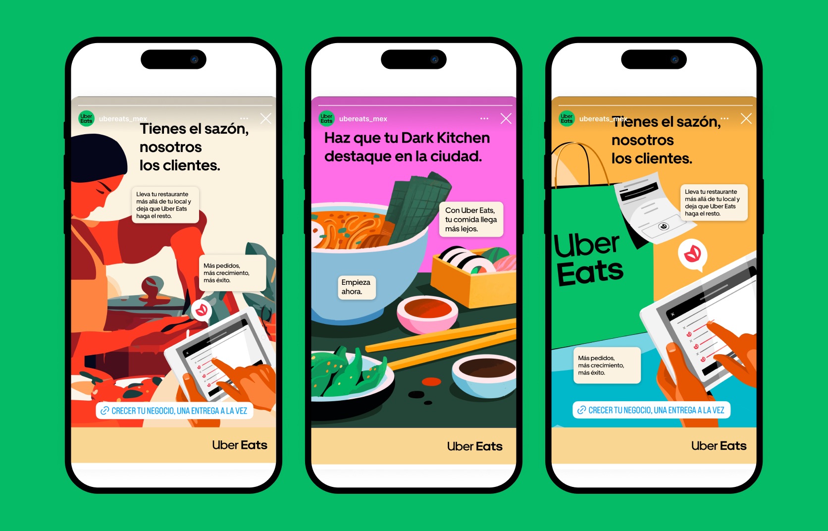 Historias para restaurantes Uber Eats